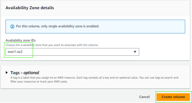 Volume AZ Settings