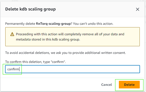 Delete Scaling Group confirm