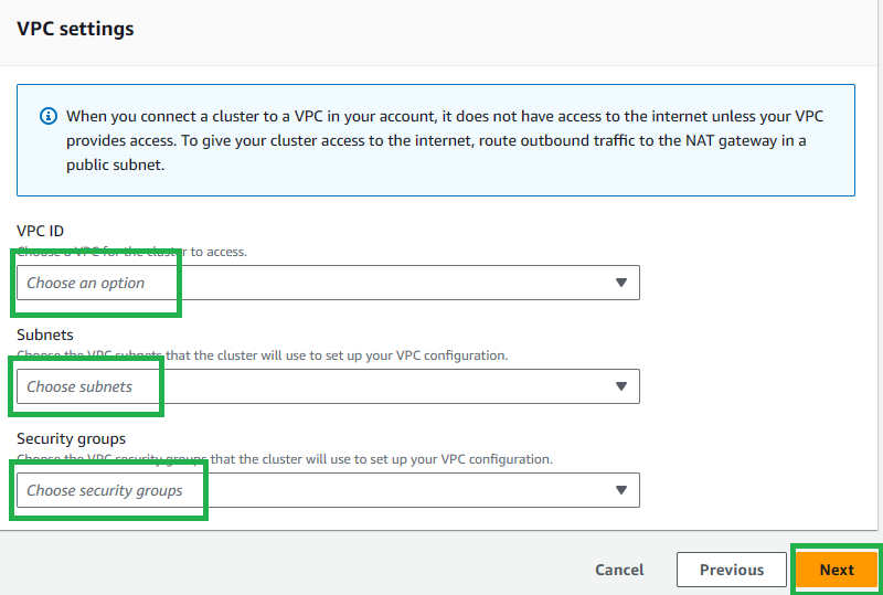 Discovery VPC Settings