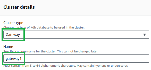 Gateway Cluster Details